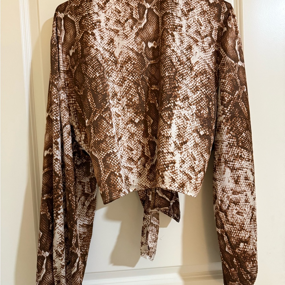 Brown Snake Print Tie-Front Top - Picture 2 of 3